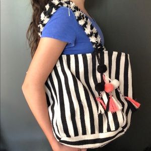 Striped summer tote bag